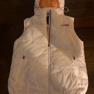 Aigle White Puffer Vest with Orange Lining